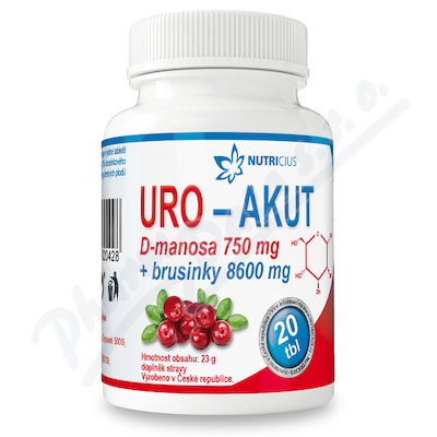 URO-AKUT Manosa 750mg + Brusinky 8600mg tbl.20