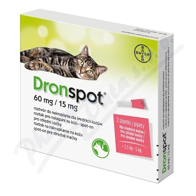 Dronspot 60mg-15mg stedn koky spot-on 2x0.7ml