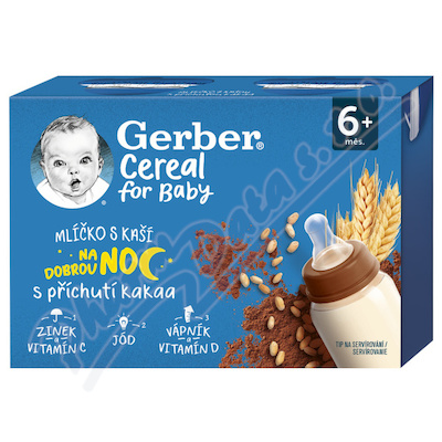 Gerber Cereal Ml.s ka dobr.noc kakao 2x200ml 6M+